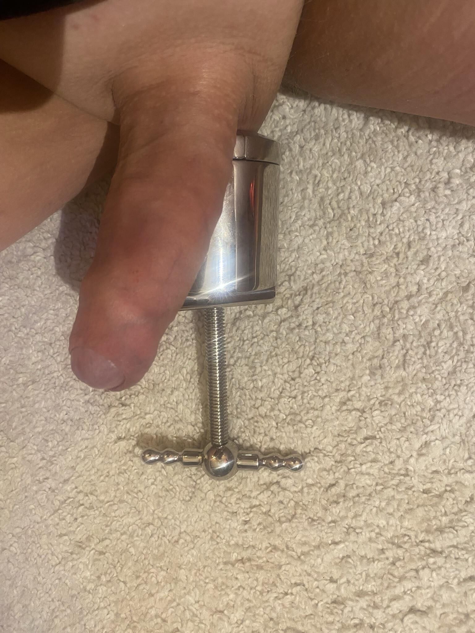 Balls crushed to unwanted ejaculation without orgasm
