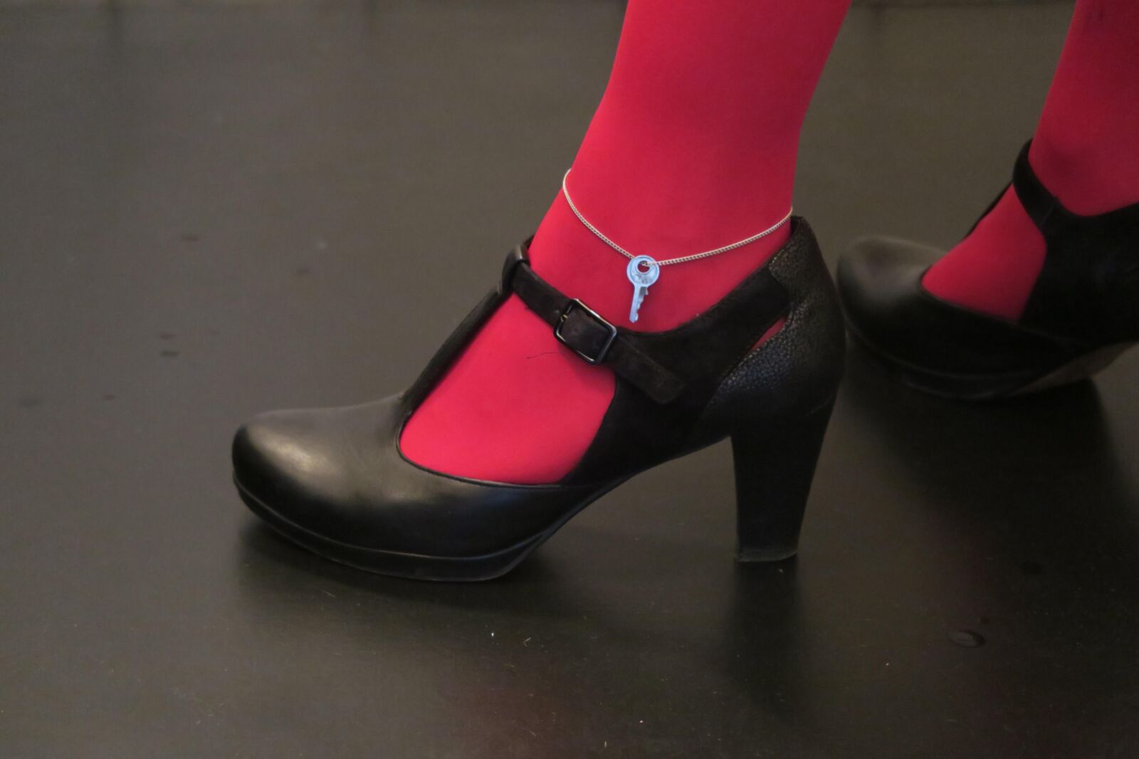 her heels, her keys