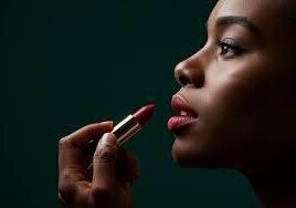 Black women lipstick application