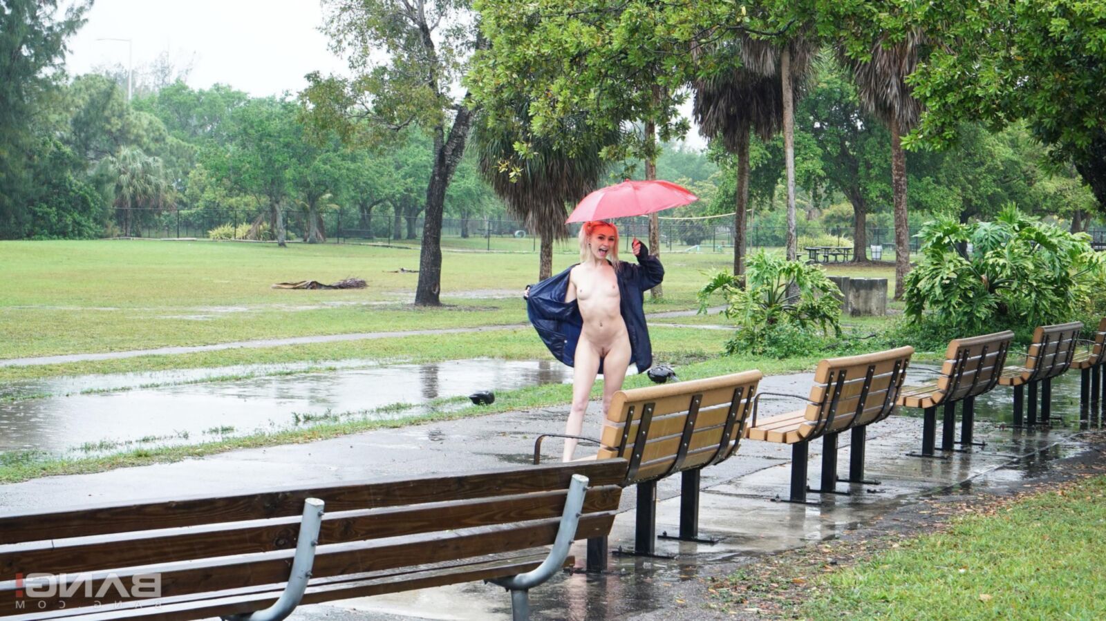 Chloe Temple Strips and fucks in public on a rainy day!