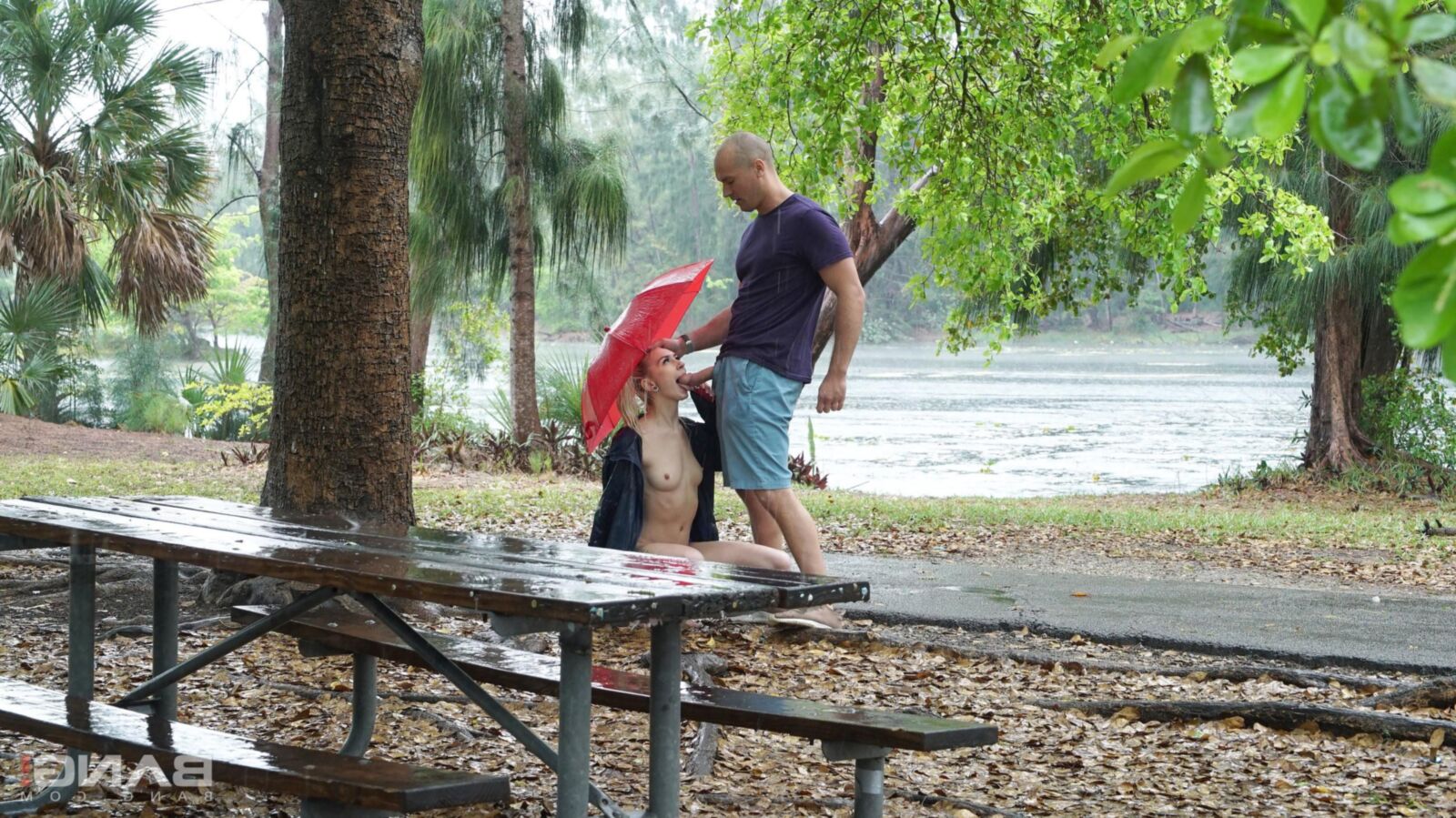 Chloe Temple Strips and fucks in public on a rainy day!
