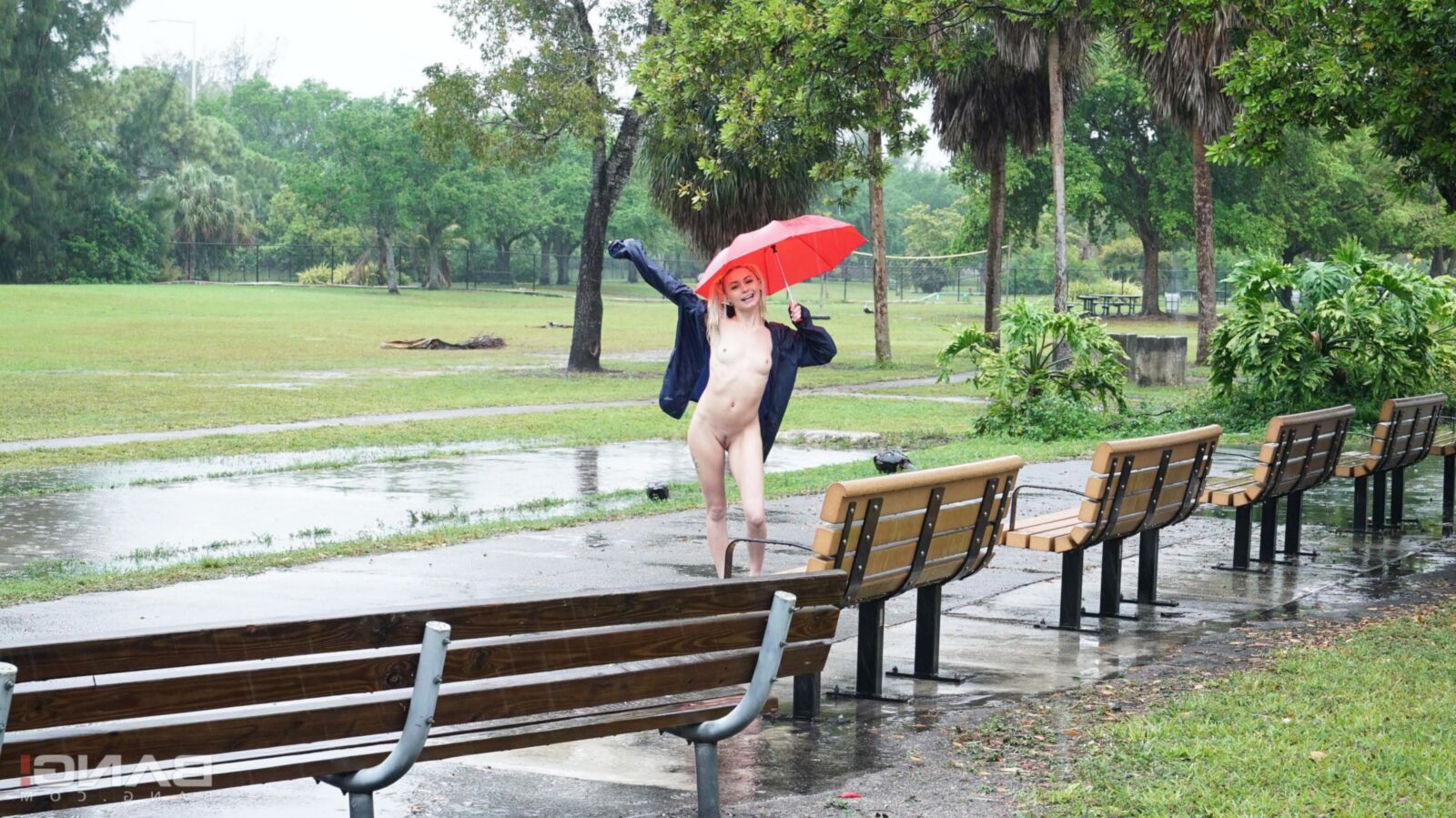 Chloe Temple Strips and fucks in public on a rainy day!