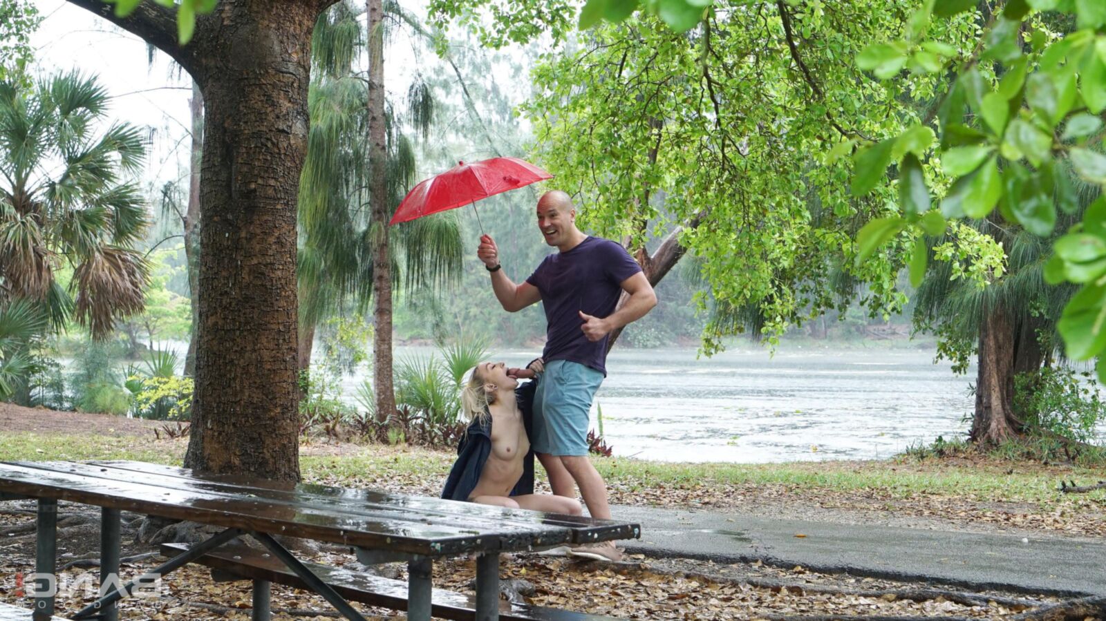 Chloe Temple Strips and fucks in public on a rainy day!