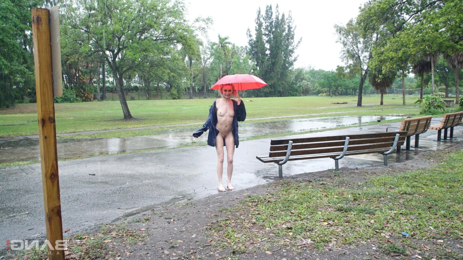 Chloe Temple Strips and fucks in public on a rainy day!