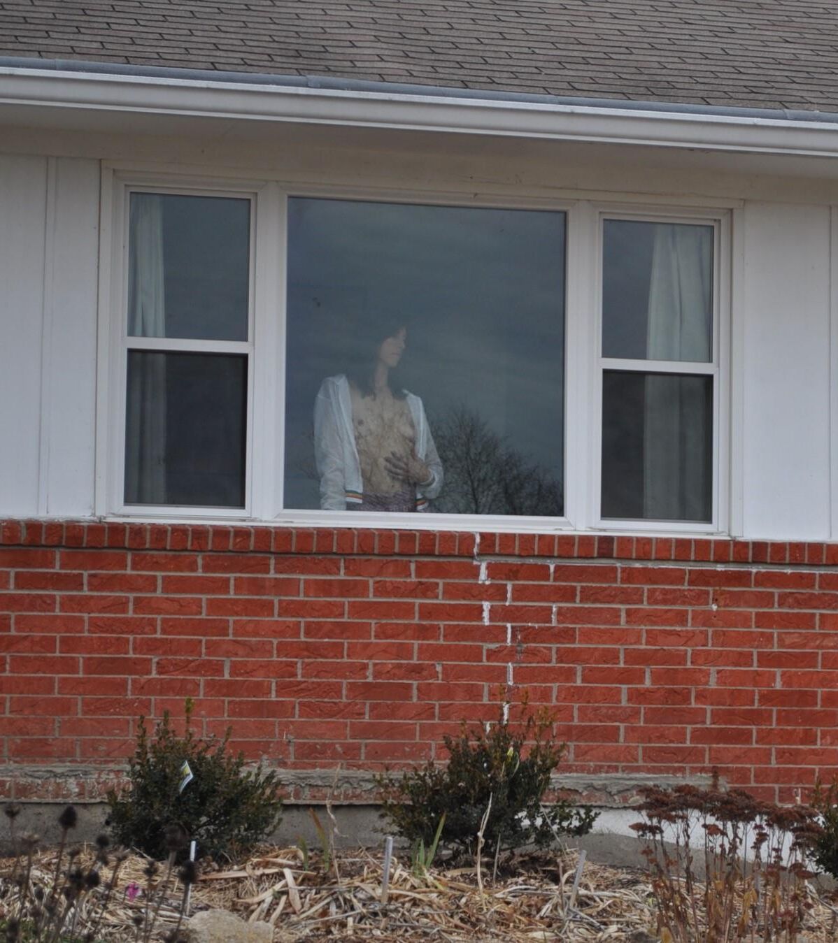 outside her house