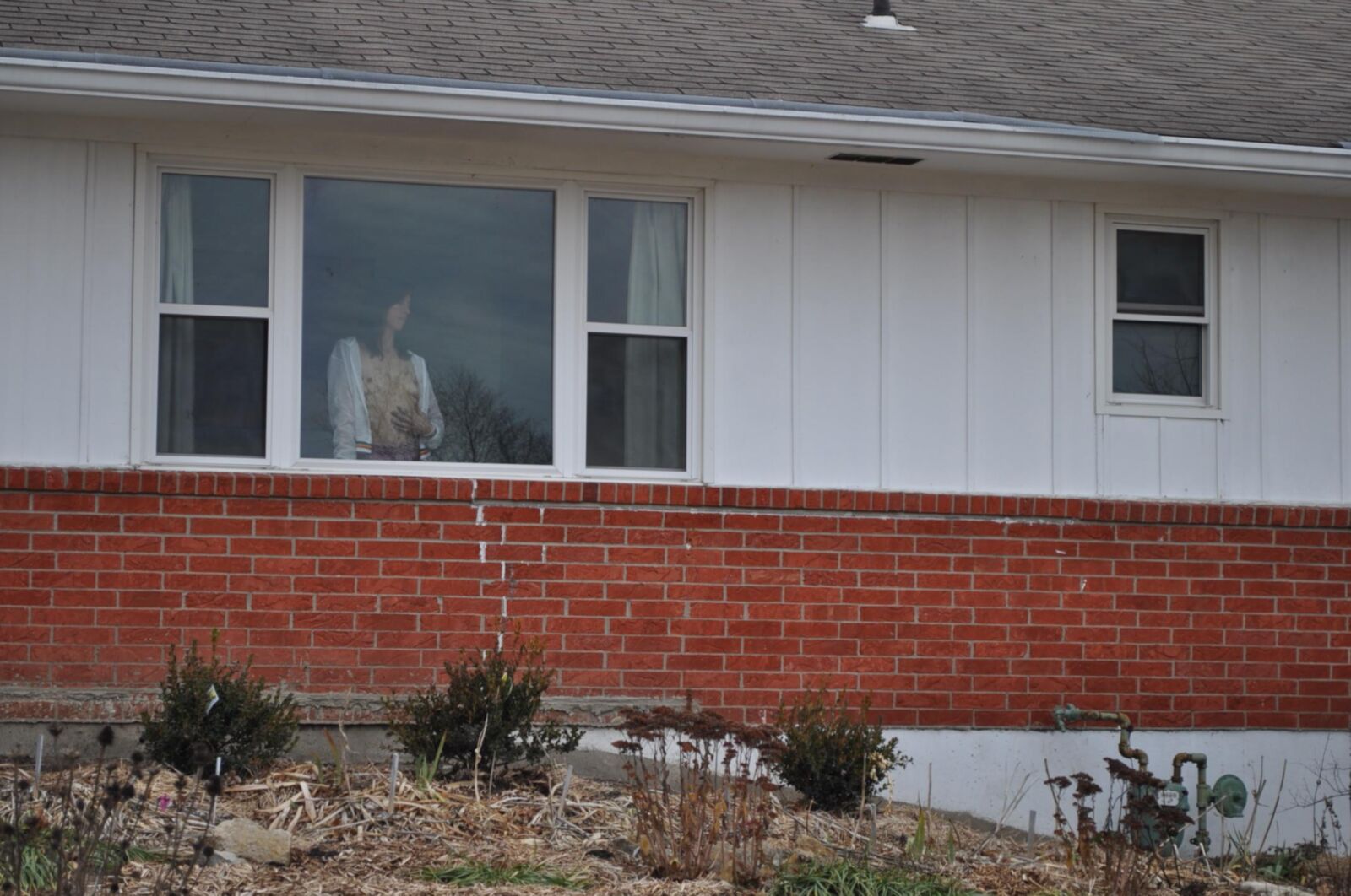 outside her house