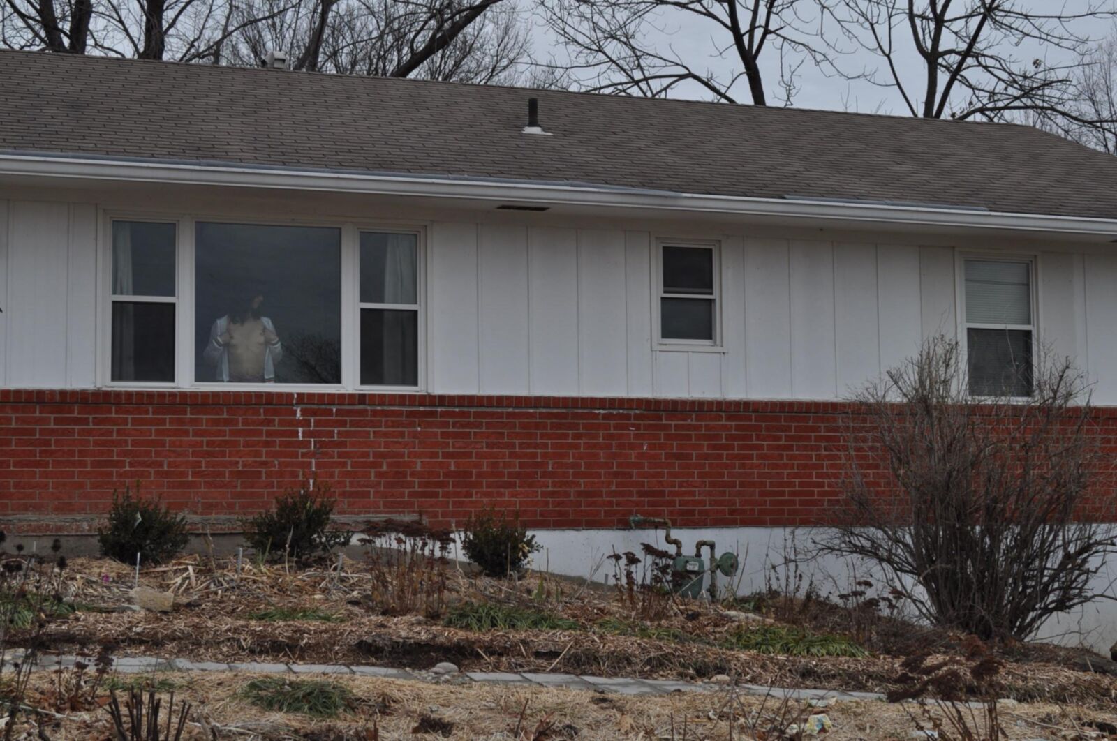 outside her house