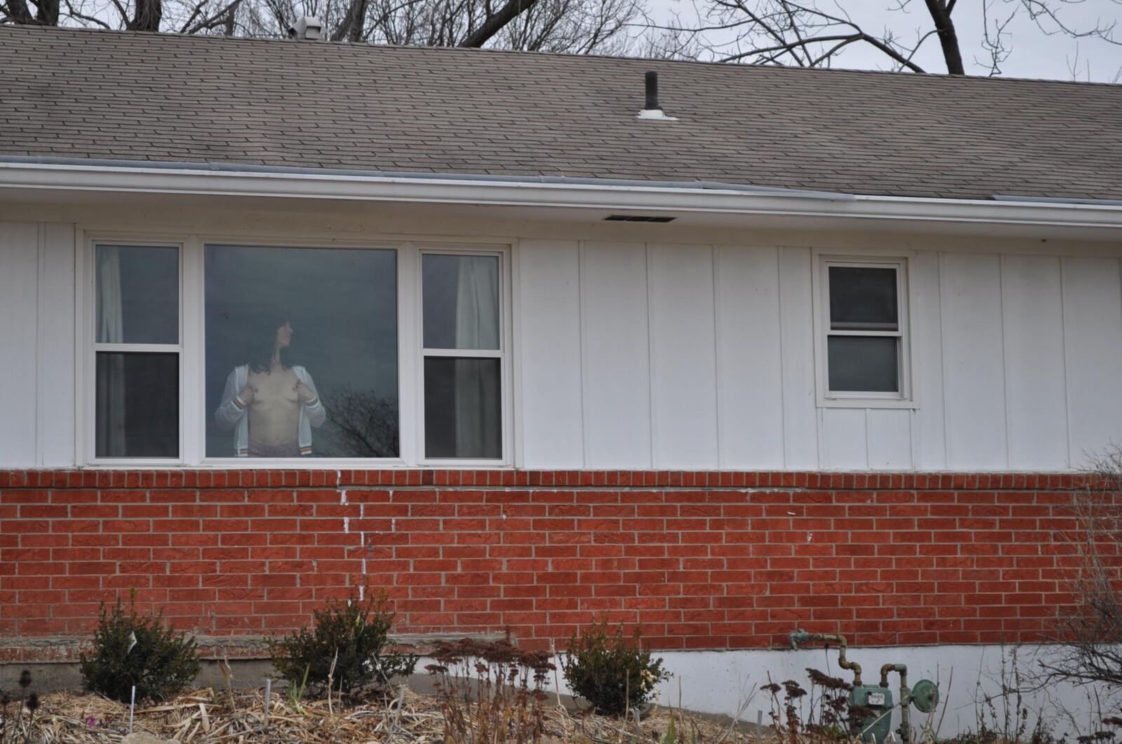 outside her house