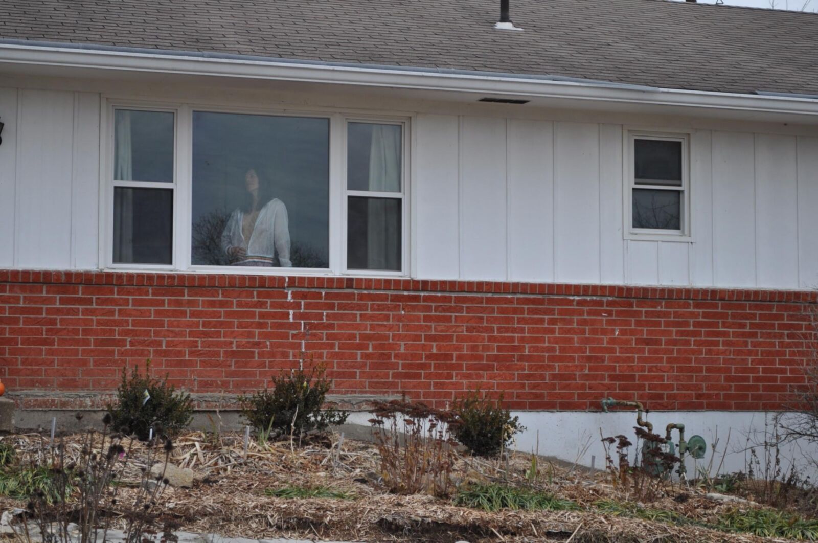 outside her house