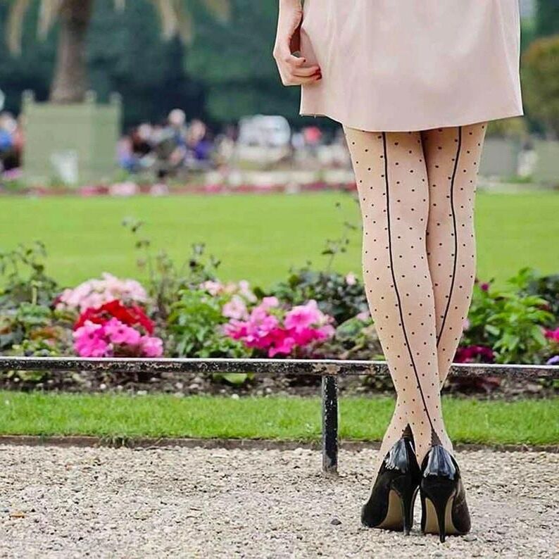 Polka dot nylons are so sexy