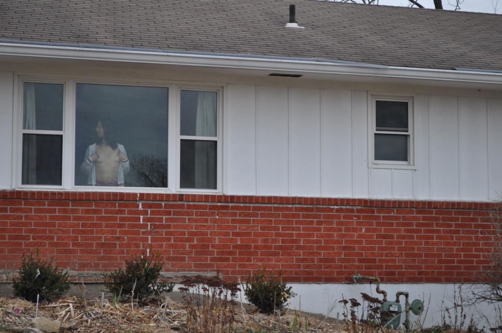 outside her house