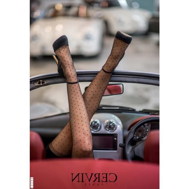 Polka dot nylons are so sexy