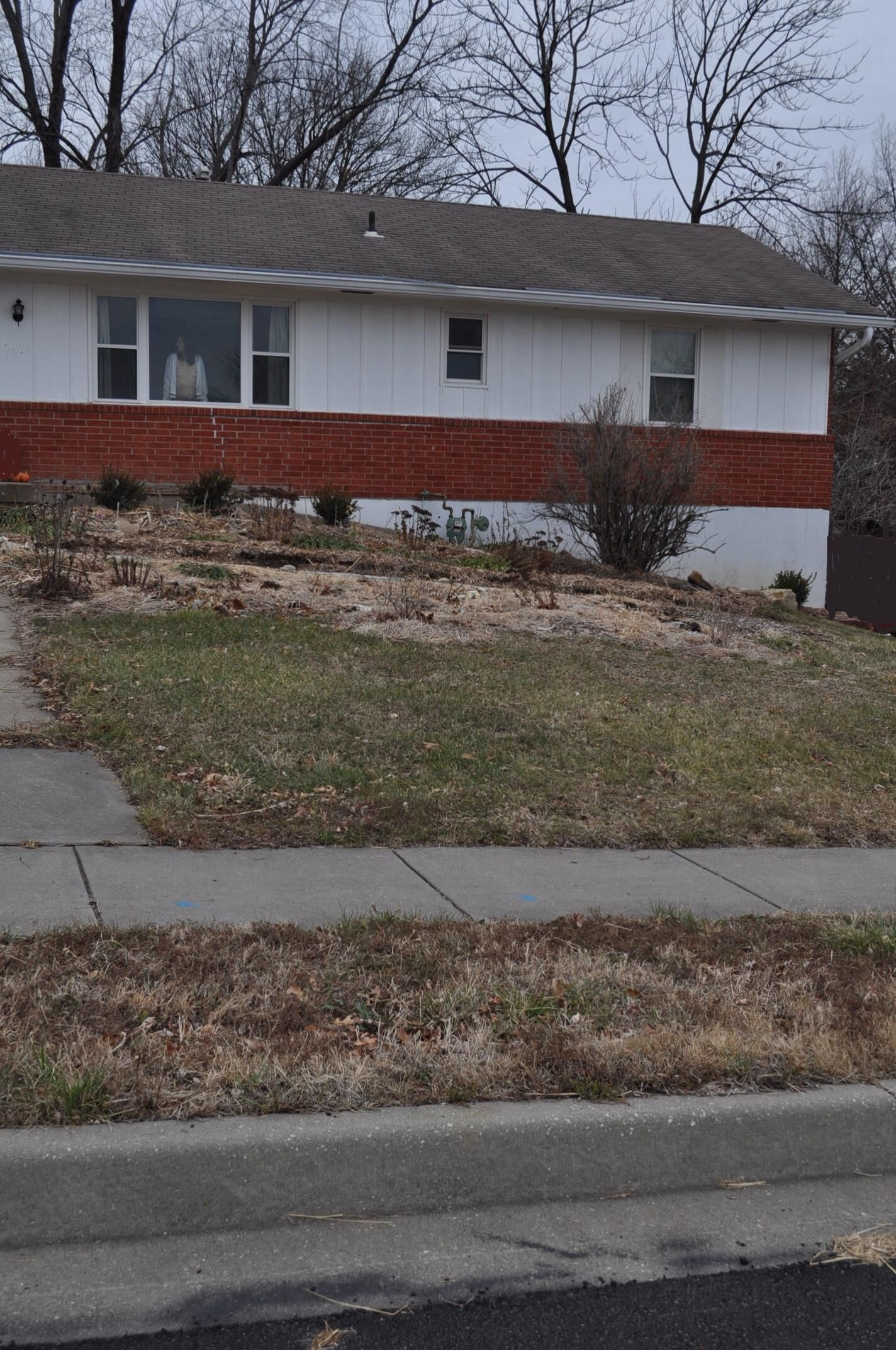 outside her house