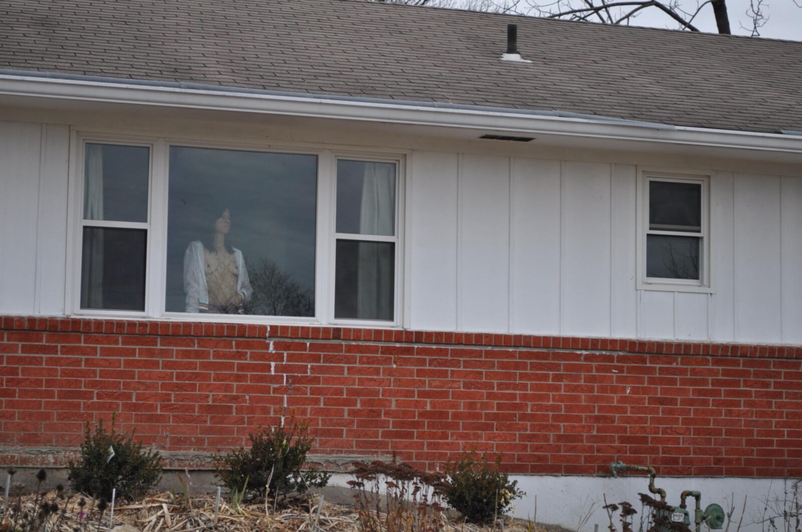 outside her house