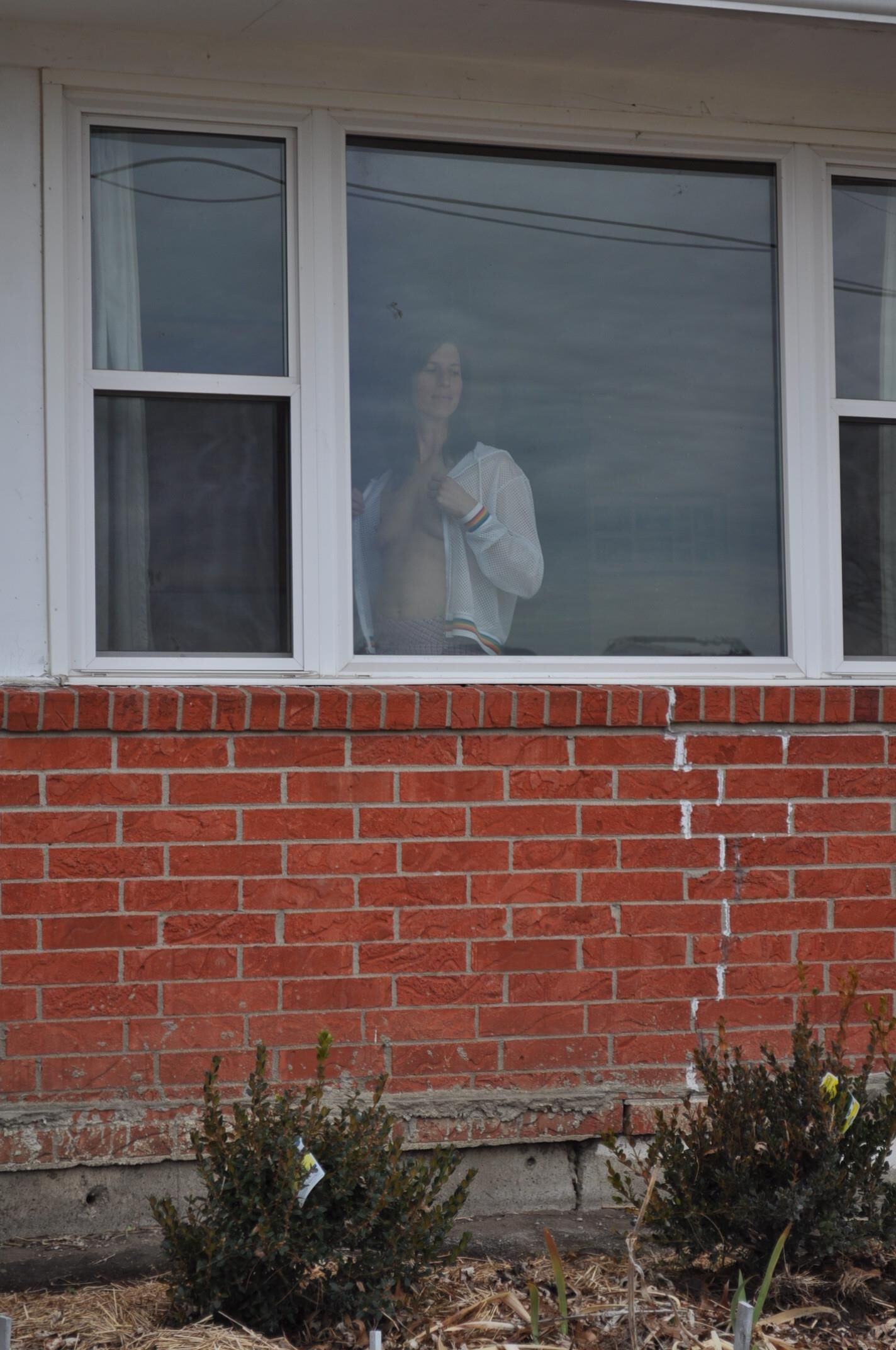 outside her house