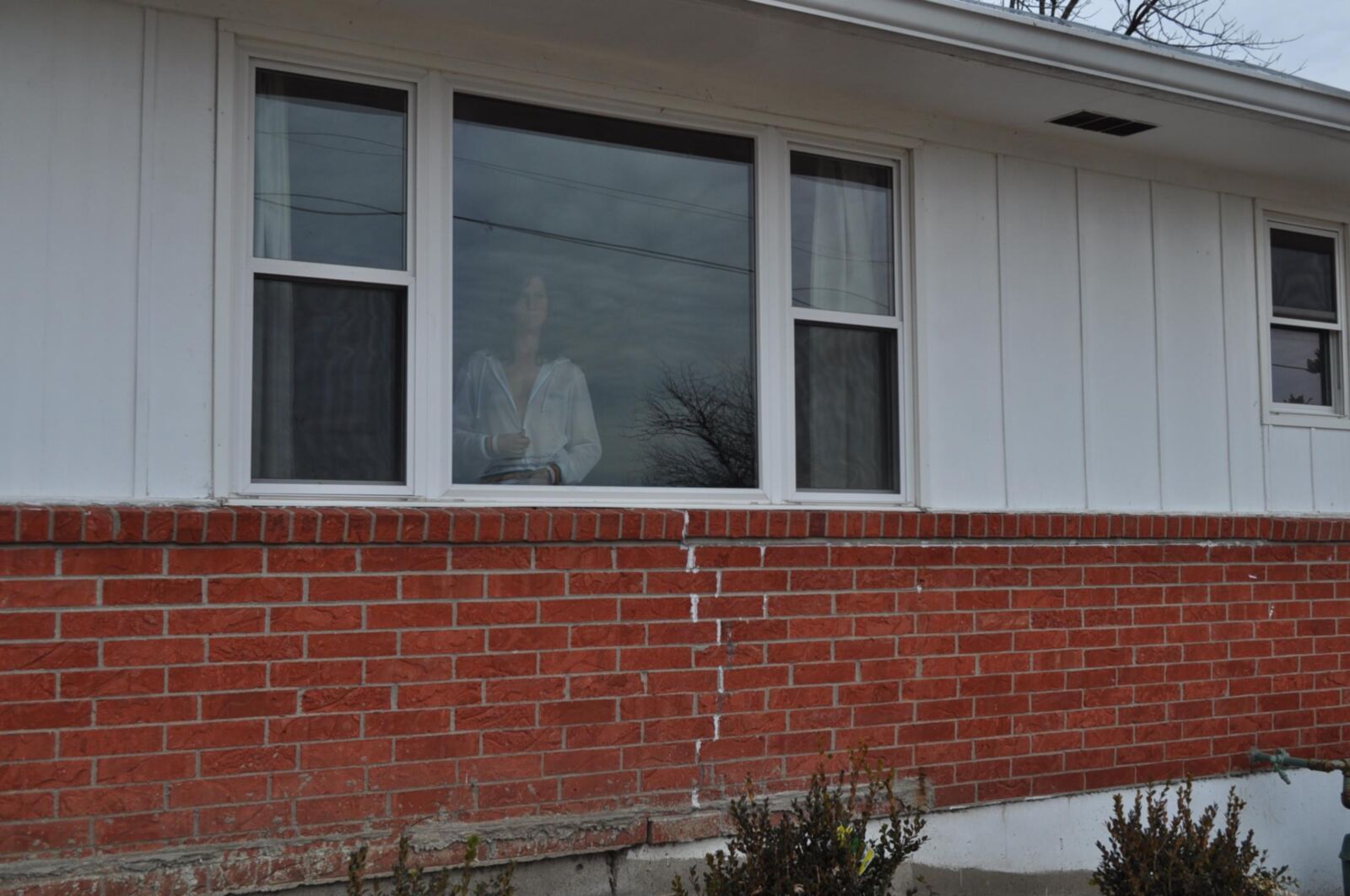 outside her house