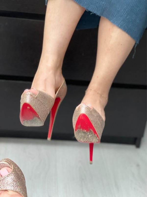 Louboutin Lady Peep wearing hotties