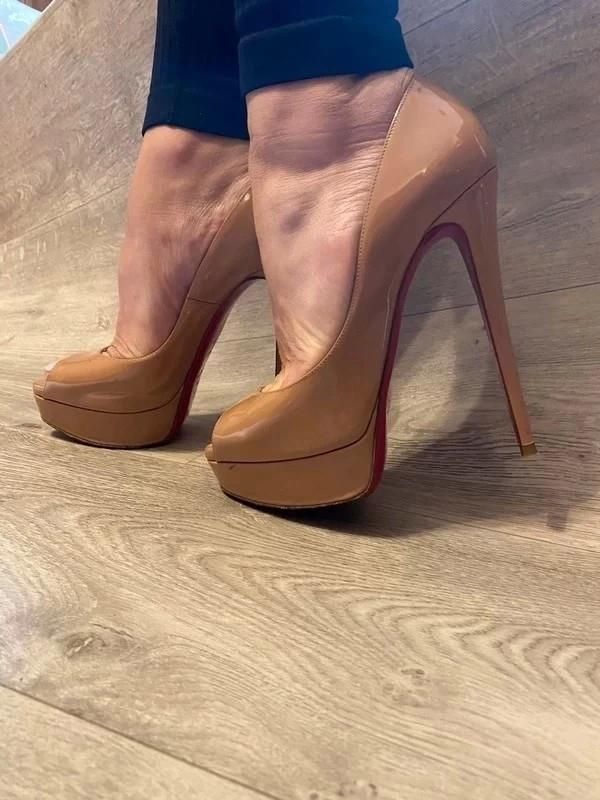 Louboutin Lady Peep wearing hotties