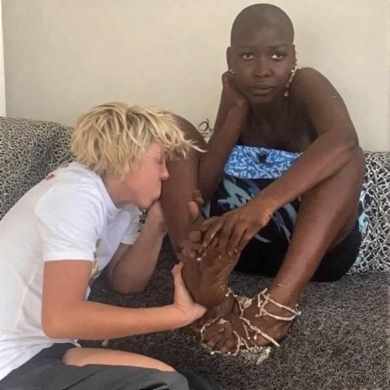 White slave boys kissing ebony feet