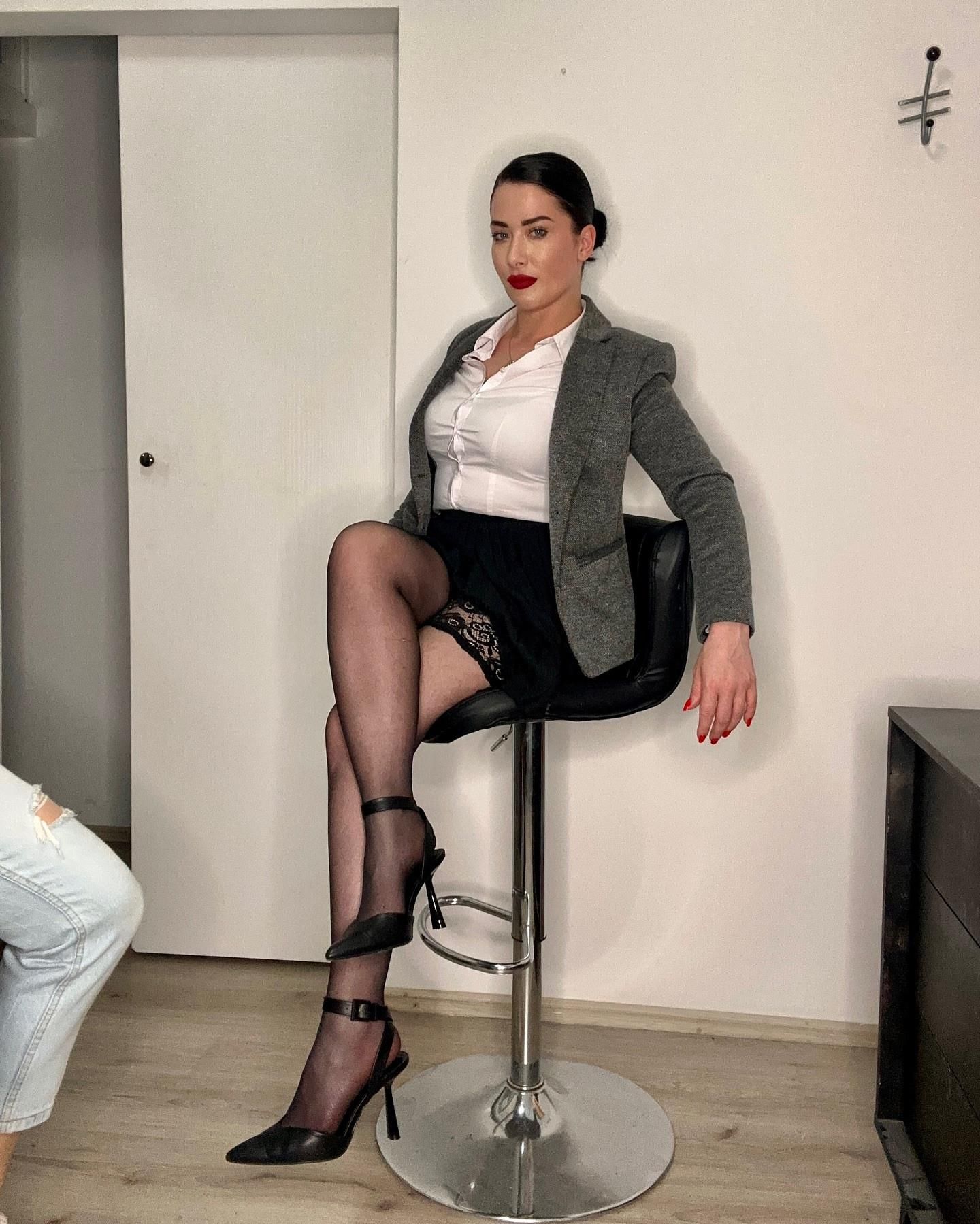 Sexy Lady Wearing Hold Up Stockings