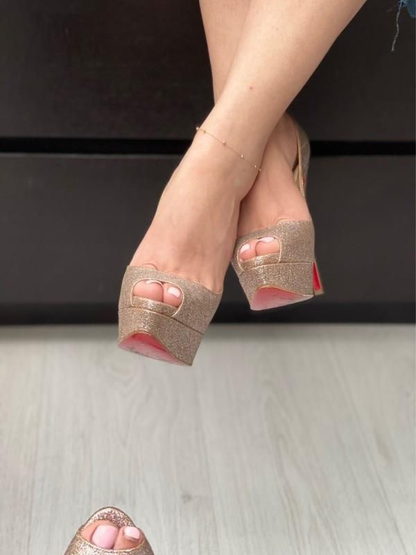 Louboutin Lady Peep wearing hotties
