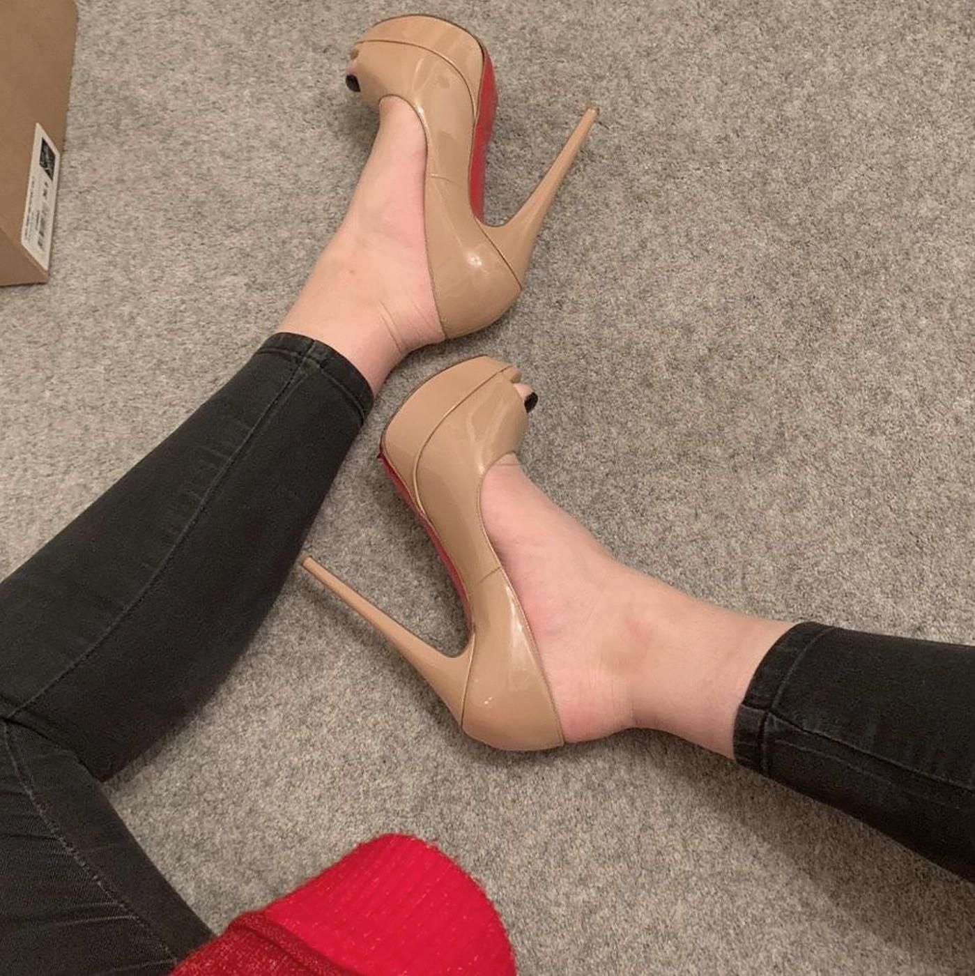 Louboutin Lady Peep wearing hotties