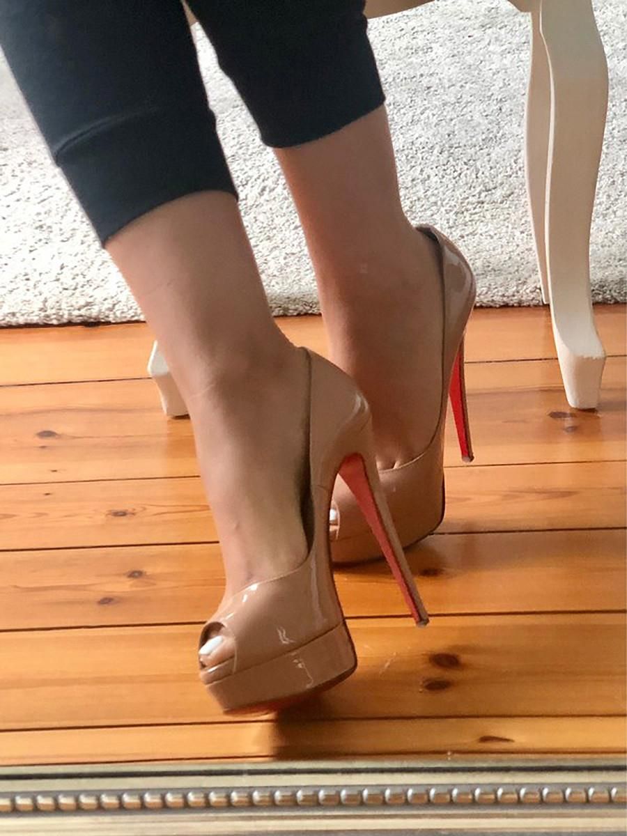 Louboutin Lady Peep wearing hotties