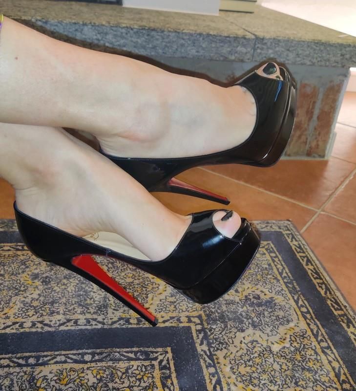 Louboutin Lady Peep wearing hotties