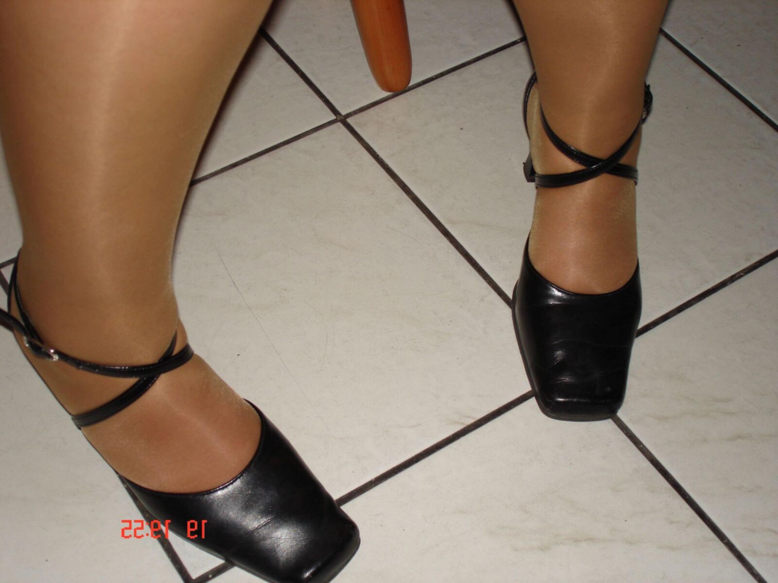 Shine pantyhose and my shoes sexy