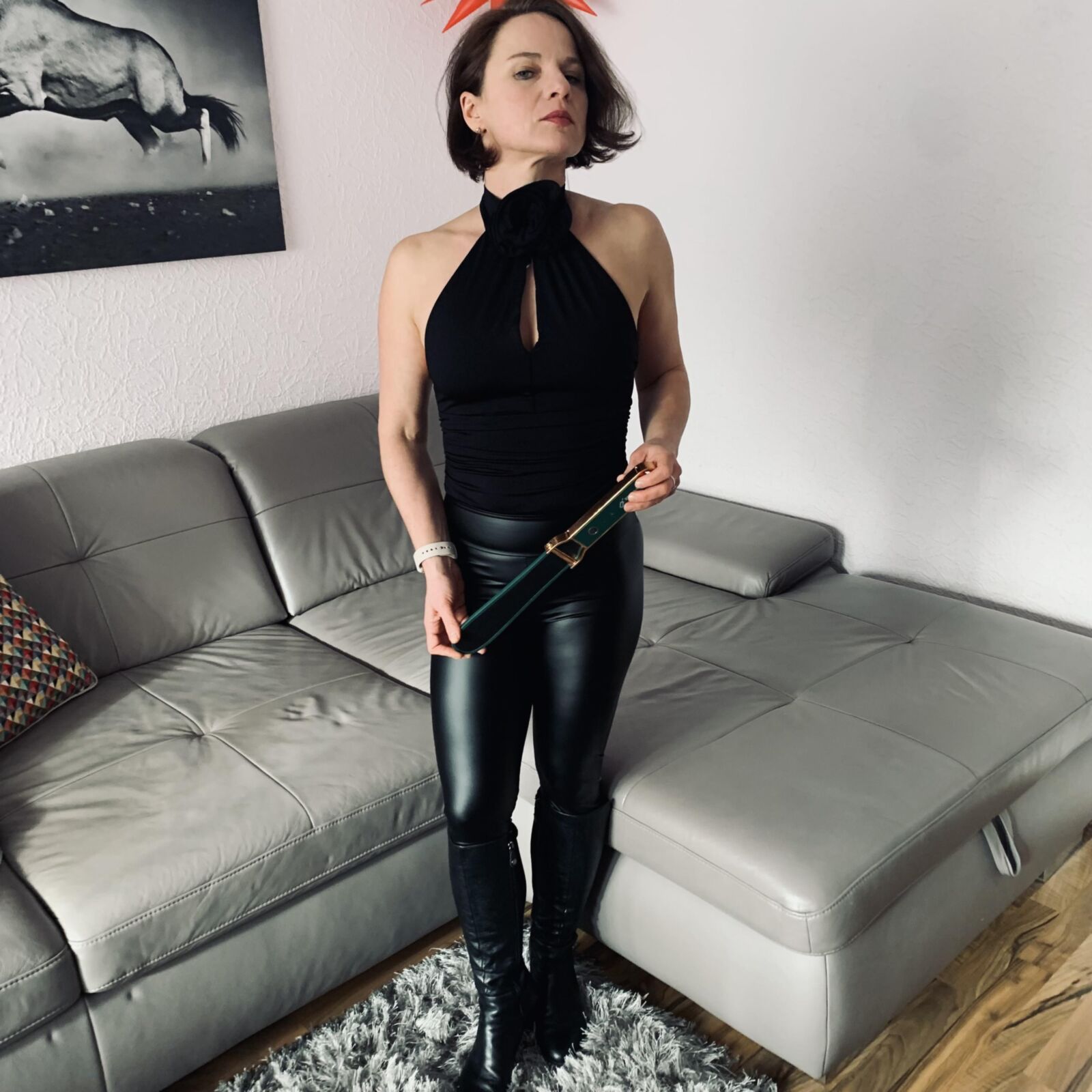 MadameD Fetish Queen hot tight leather Pants 