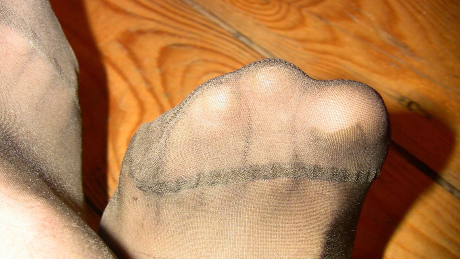 stinky nylon foot close up feel the scent