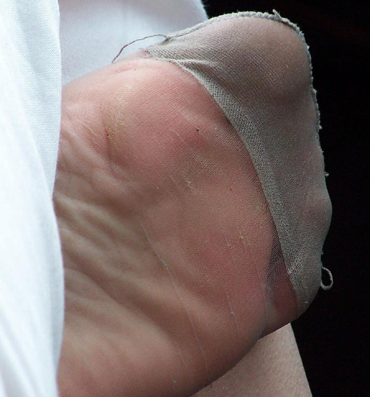 stinky nylon foot close up feel the scent