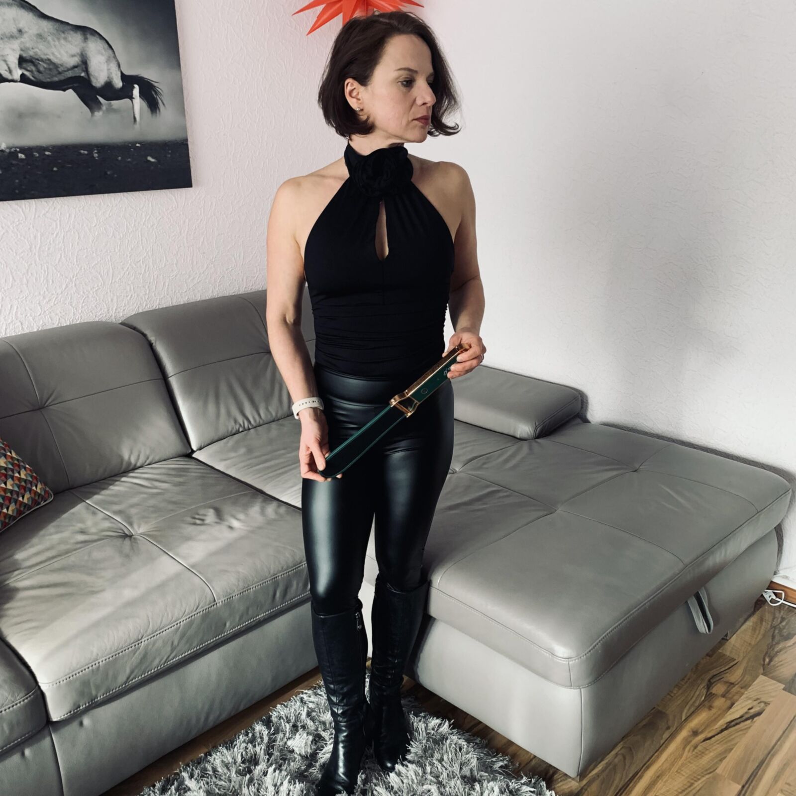 MadameD Fetish Queen hot tight leather Pants 