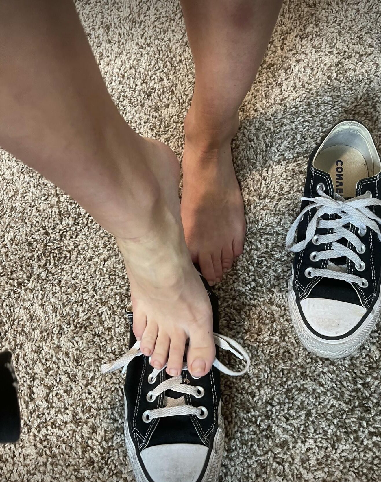  yr old Kristin showing her sweaty natural toes