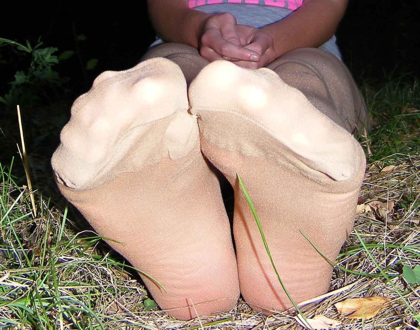 stinky nylon foot close up feel the scent