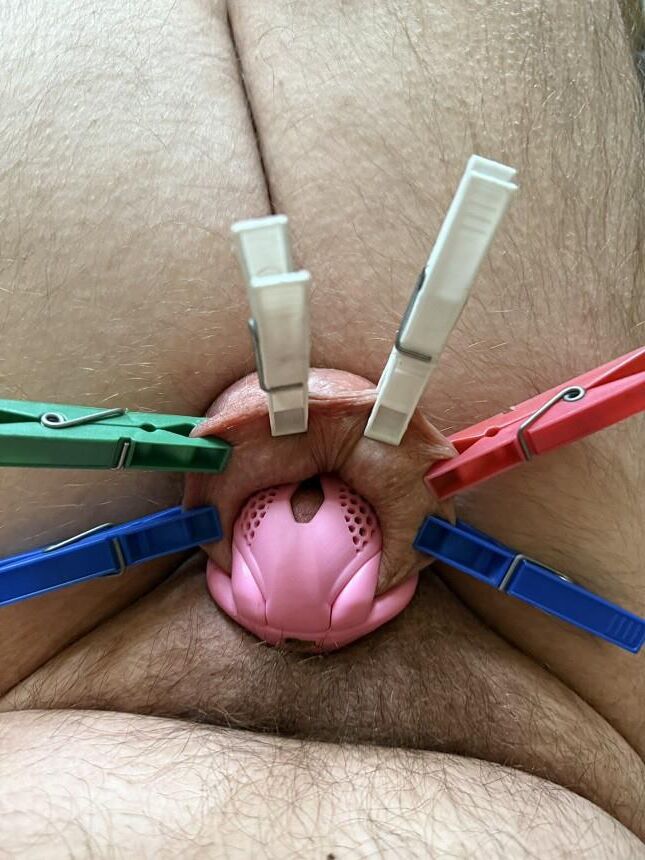 Sissy en fauteuil roulant en cage.