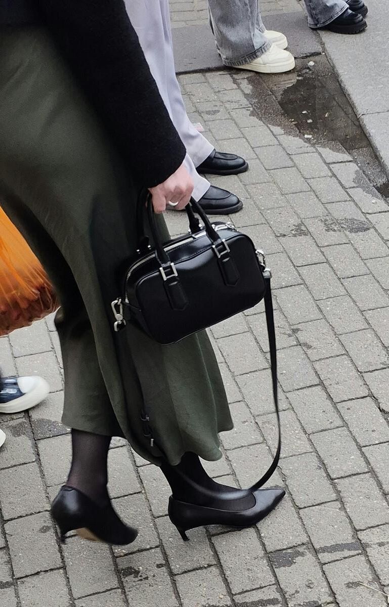 Woman in long skirt and heels