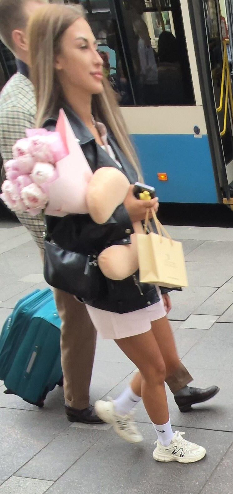 Beautiful girl in pink shorts
