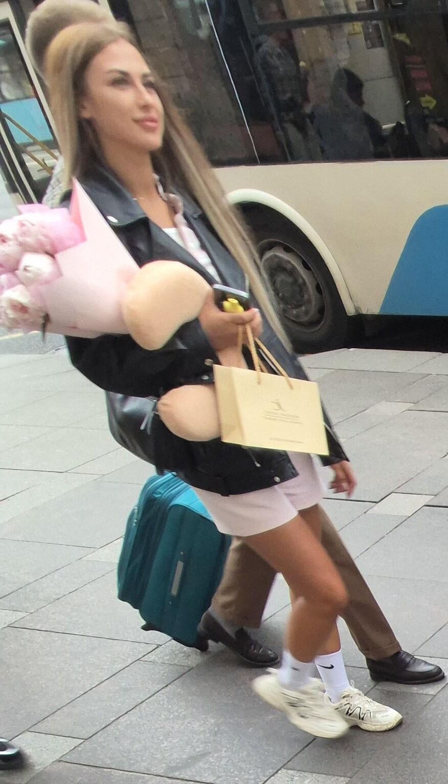 Beautiful girl in pink shorts