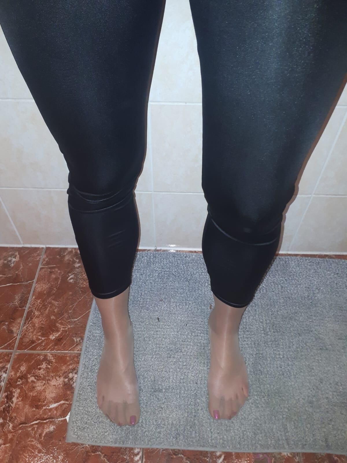 pantyhose, leggings, high heels