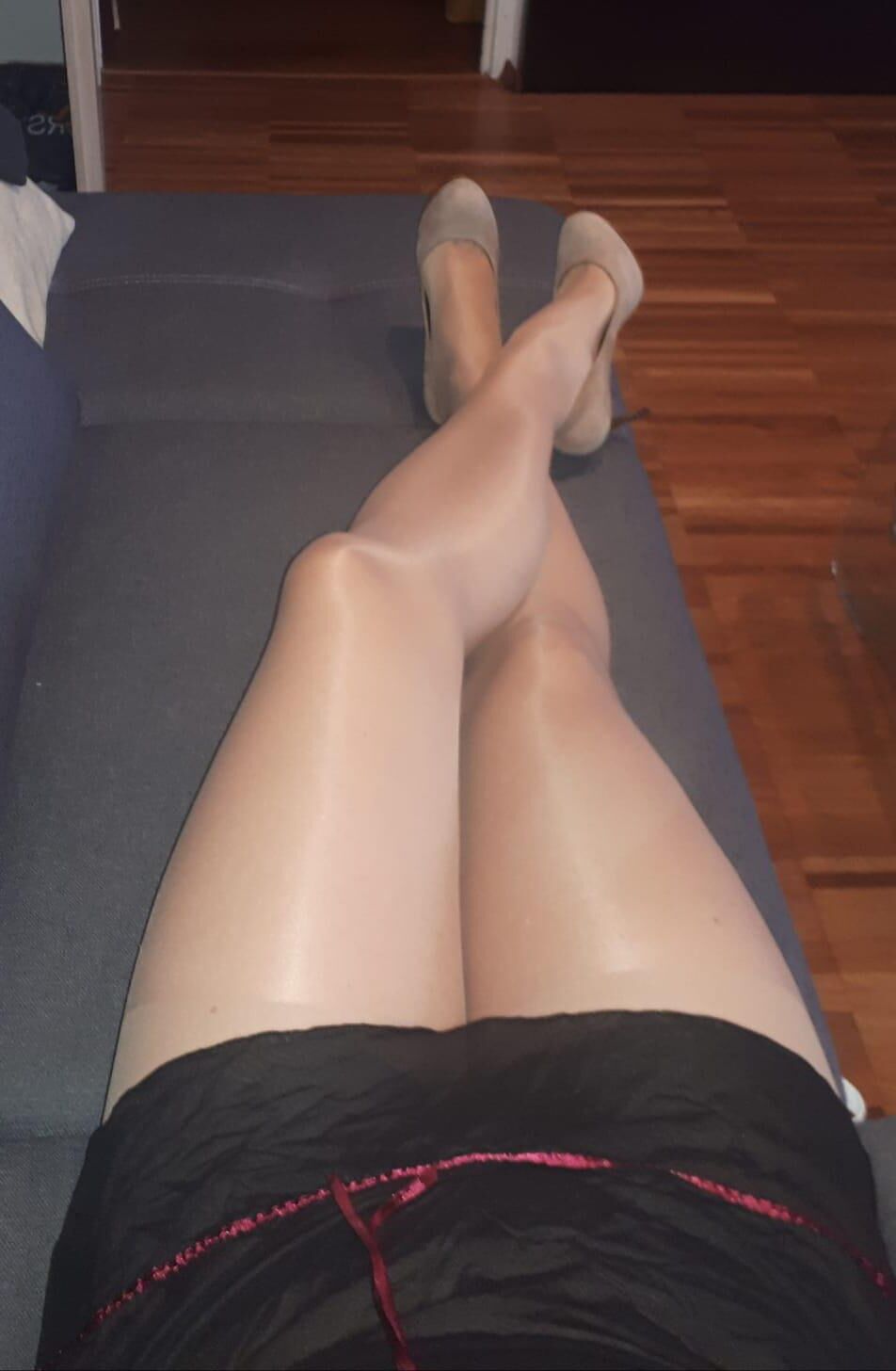 pantyhose, leggings, high heels