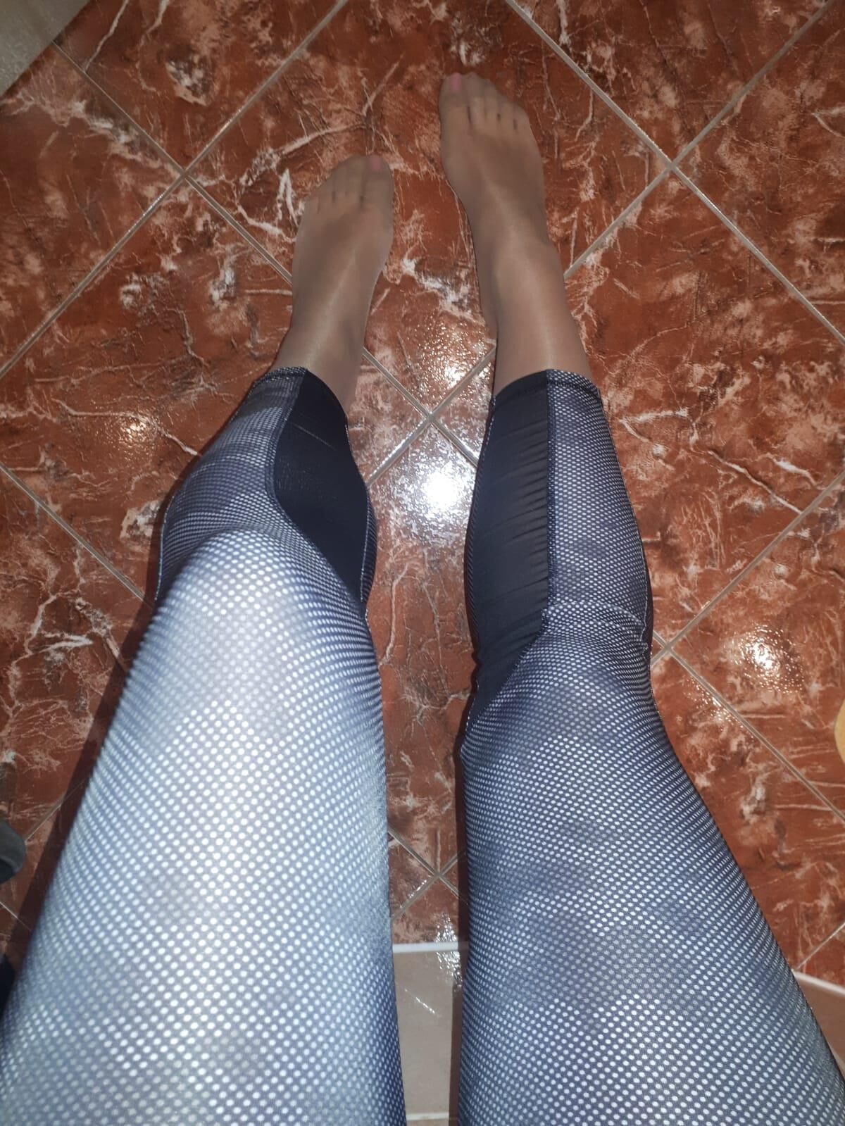 pantyhose, leggings, high heels
