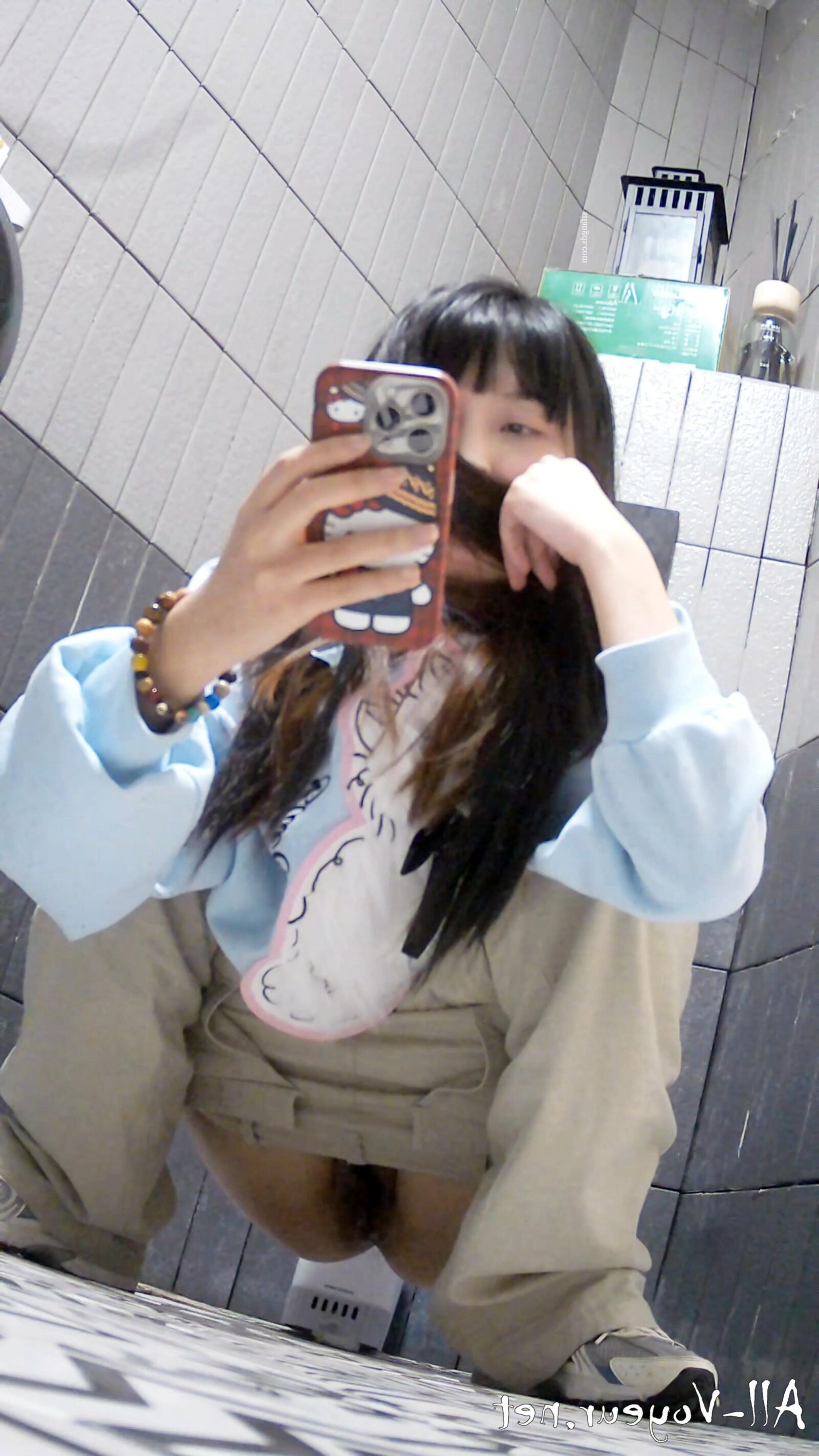 Bathroom Shot Panoramic shot of a young lady pissing 