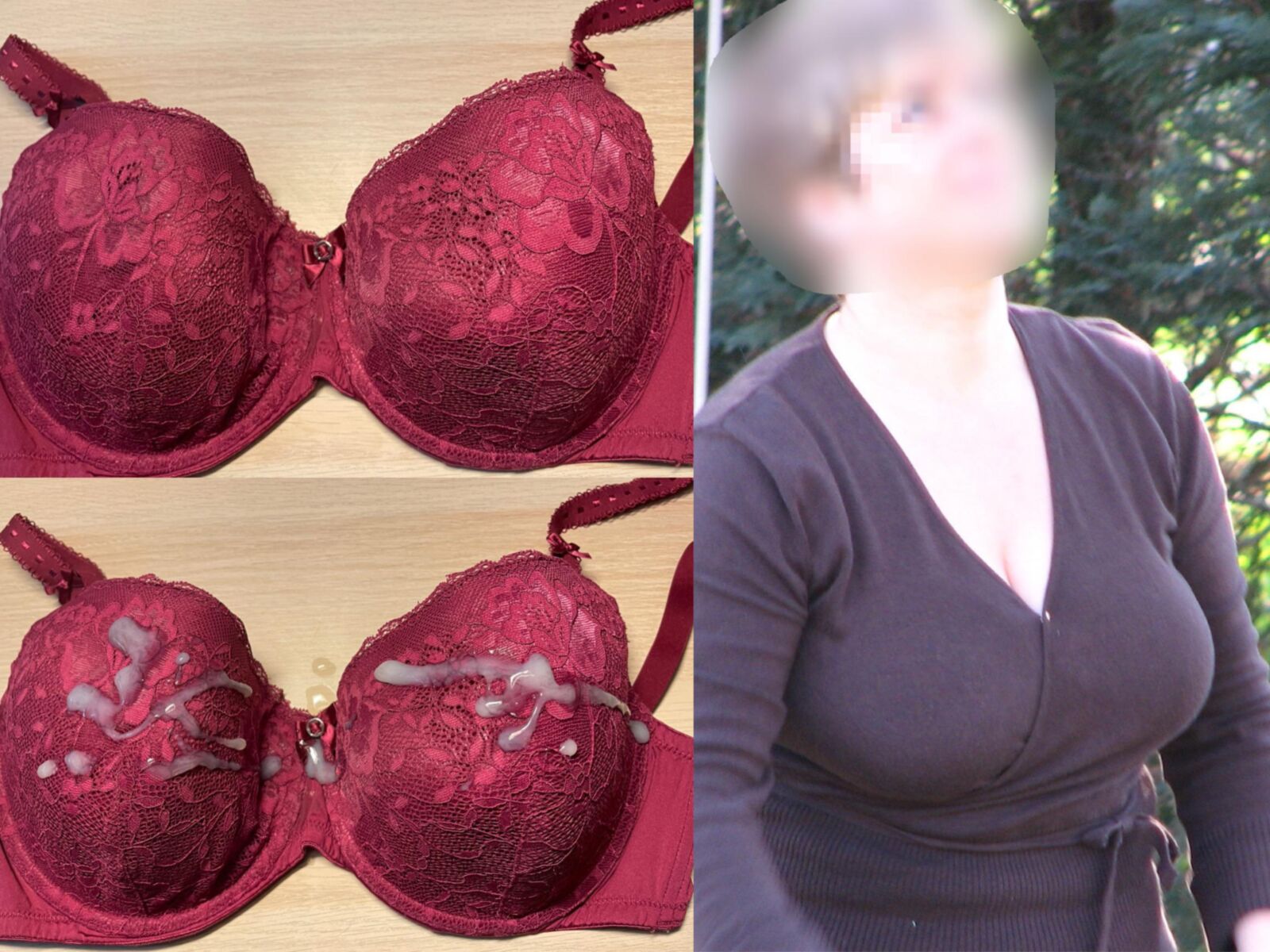 Busty Aunt is a Slut, love to cum on her Big Tits F / DD Bra