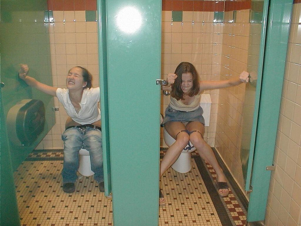 Lovely Ladies Having a Piss in the Toilet