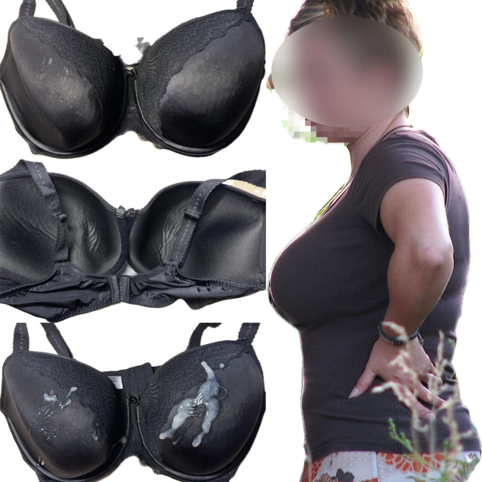 Busty Aunt is a Slut, love to cum on her Big Tits F / DD Bra