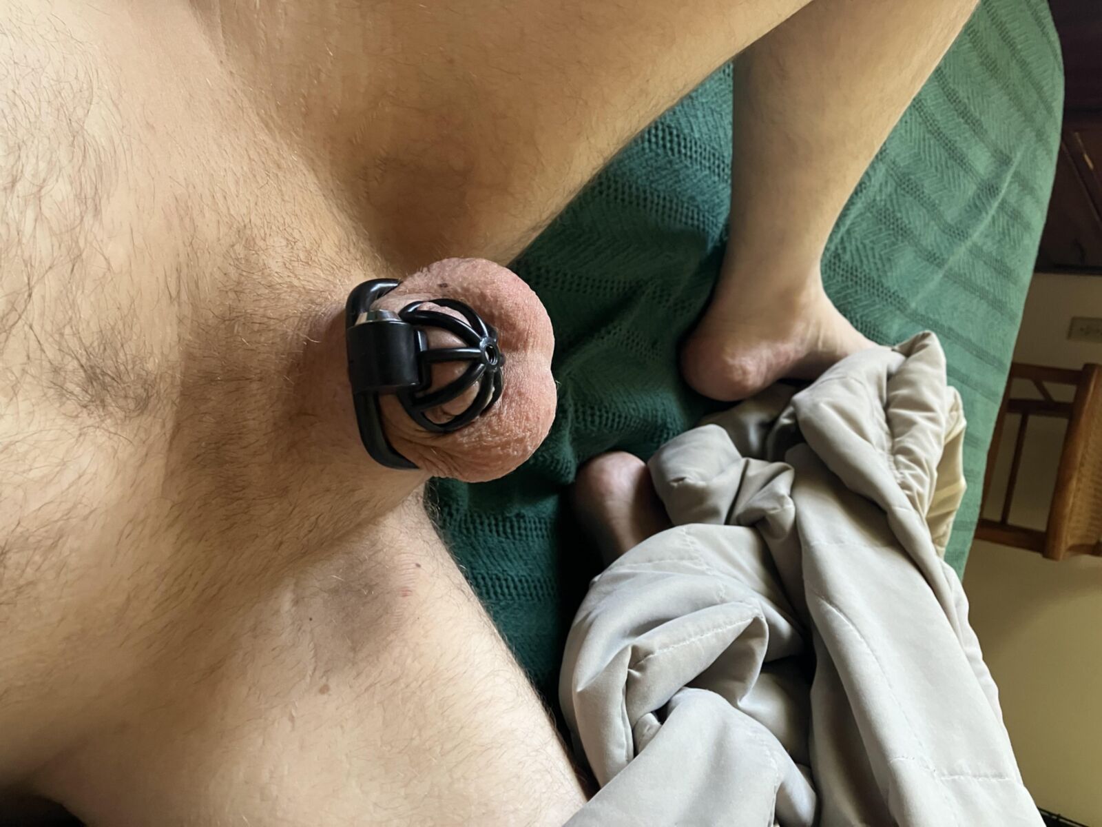 Back to being caged in chastity for a month: Day 