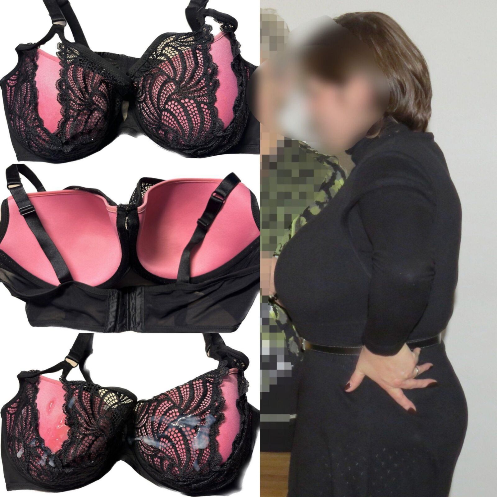 Busty Aunt is a Slut, love to cum on her Big Tits F / DD Bra
