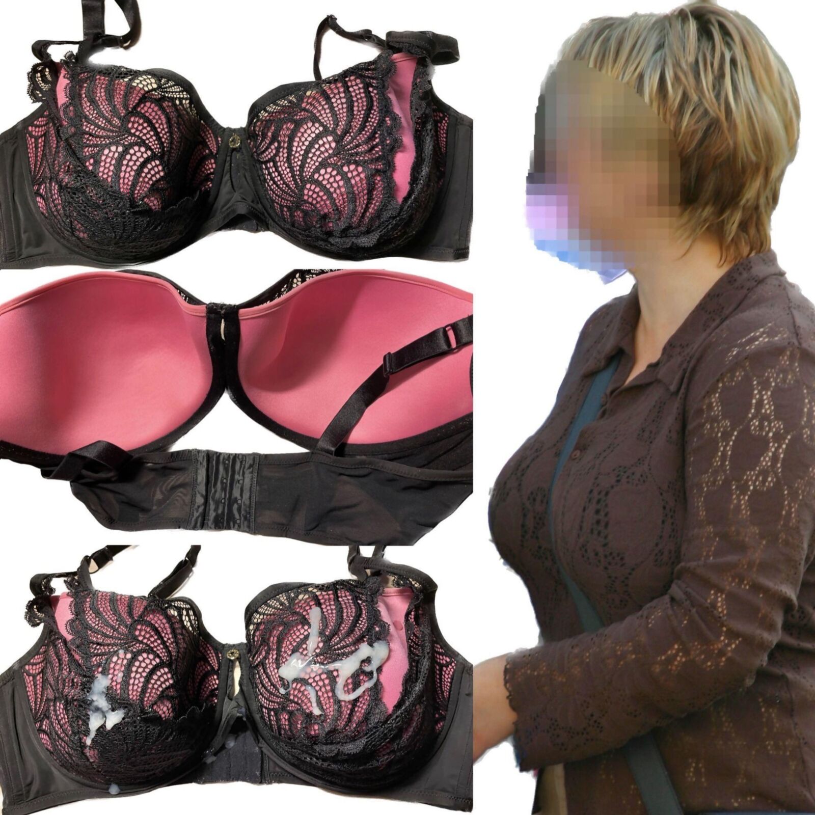 Busty Aunt is a Slut, love to cum on her Big Tits F / DD Bra