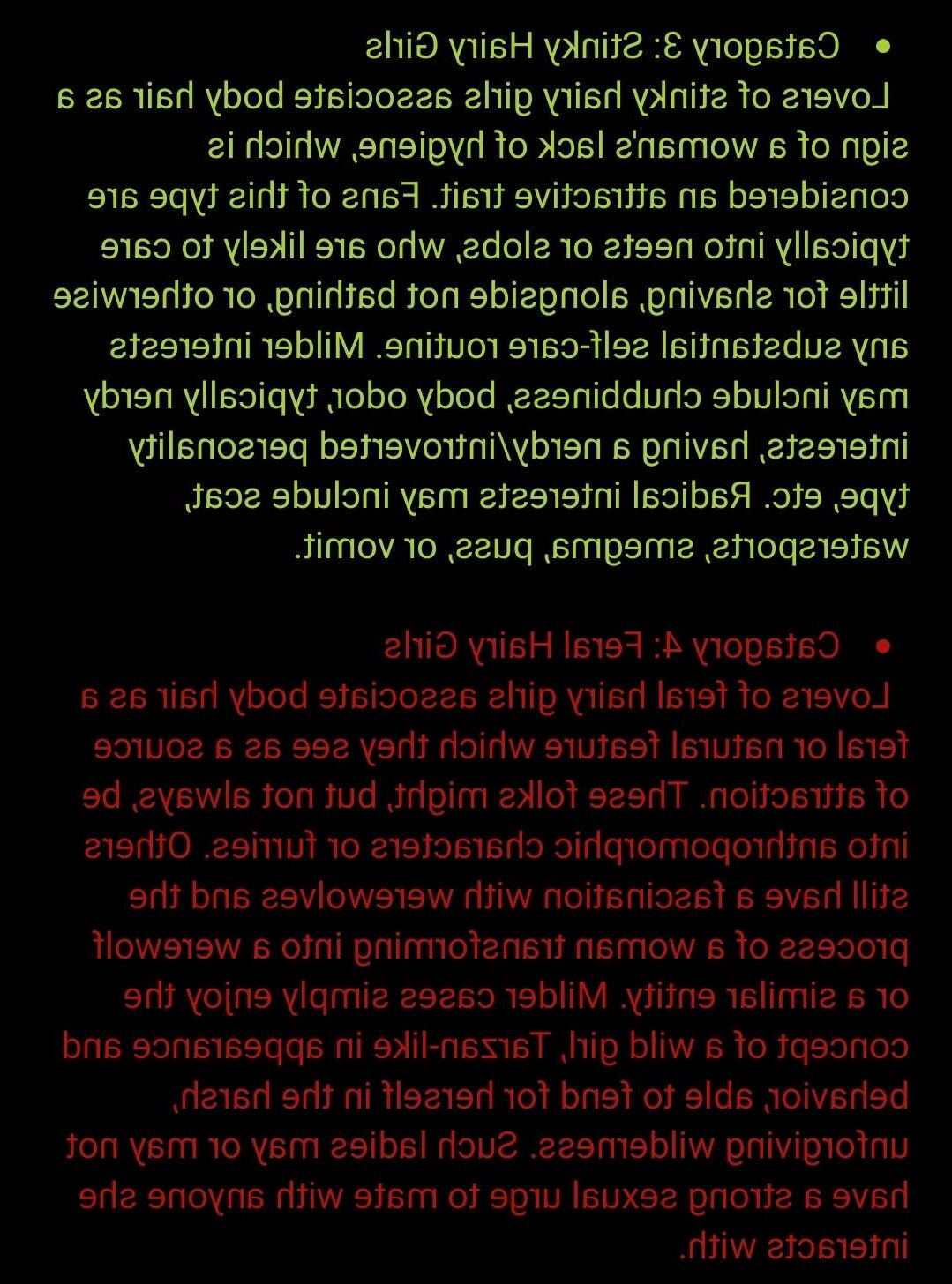 Am häufigsten haarige Mädchen fetischtische Typen